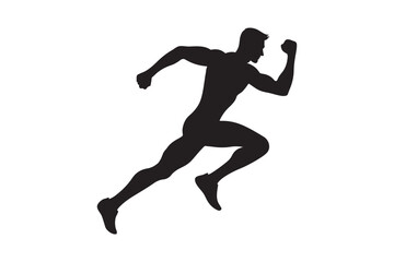 Silhouette of a man running fast. Vector speed illustration