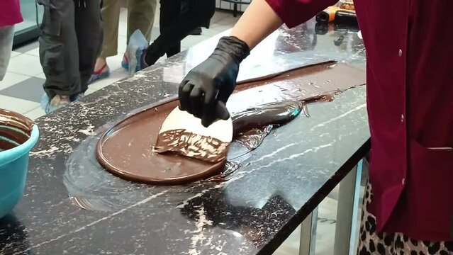Master chocolatier shows a master class on making chocolate