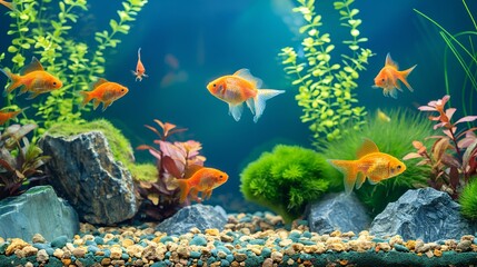 Fish Tank with Plants and Aquatic Life