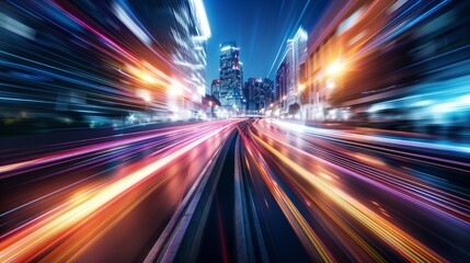 Abstract speed Business Start up launching product with Electric car and city concept Hi-tech communication concept innovation background. hyper realistic 