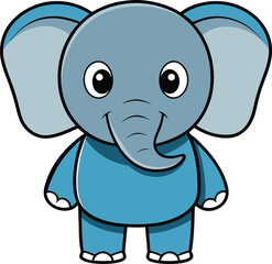 Cute Elephant Cartoon Vector Icon illustration On White Background.