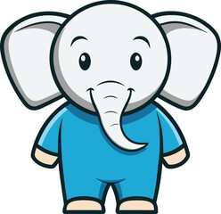 Cute Elephant Cartoon Vector Icon illustration On White Background.