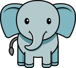 Cute Elephant Cartoon Vector Icon illustration On White Background.