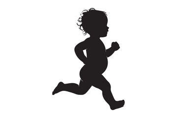 Silhouette of a Baby running fast. Vector speed illustration