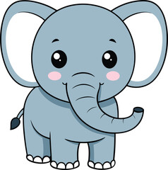 Cute Elephant Cartoon Vector Icon illustration On White Background.