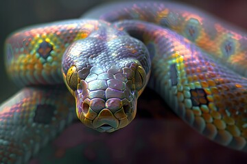 Fototapeta premium Portrait of dangerous colorful snake 