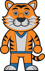 Cute Tiger Cartoon Vector Icon illustration On White Background.