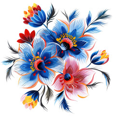 Hungarian blue and orange folk Art Vector Flower and Floral Embroidery Design with New and Fresh illustration Simpl