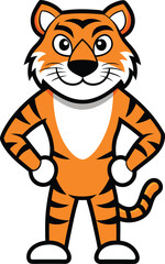 Cute Tiger Cartoon Vector Icon illustration On White Background.