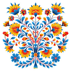 Naklejka premium Floral arrangement round bouquet flowers design elements watercolor bright blue and yellow