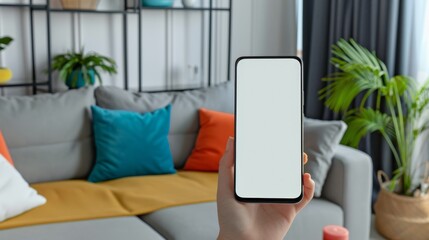 Fototapeta premium The smartphone in living room