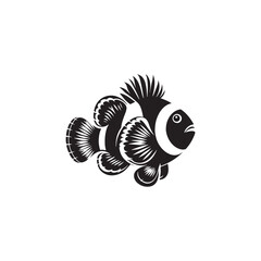  Clown fish Vector Silhouette - Clownfish Illustration - Fish Vector - Fish Silhouette.