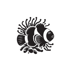 Clown fish Vector Silhouette - Clownfish Illustration - Fish Vector - Fish Silhouette.