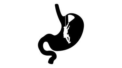 Obraz premium Gastroenterologist emblem, black isolated silhouette
