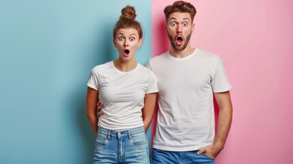 Obraz premium The Surprised Young Couple