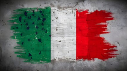 Street art piece feauturing the Italy Flag, murales, graffiti on the wall