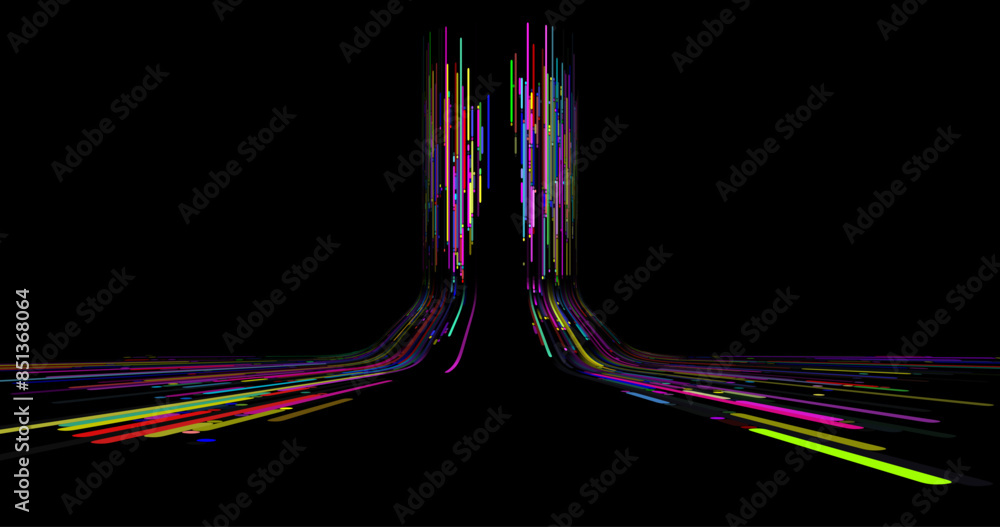 Poster abstract background with stripes of different colors and gradients. particles in motion. technologie