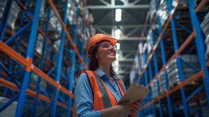 The female warehouse worker.