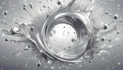 Fototapeta premium Circle splashing point, a fast motion blurred abstract silver background on digital art concept, Generative AI.