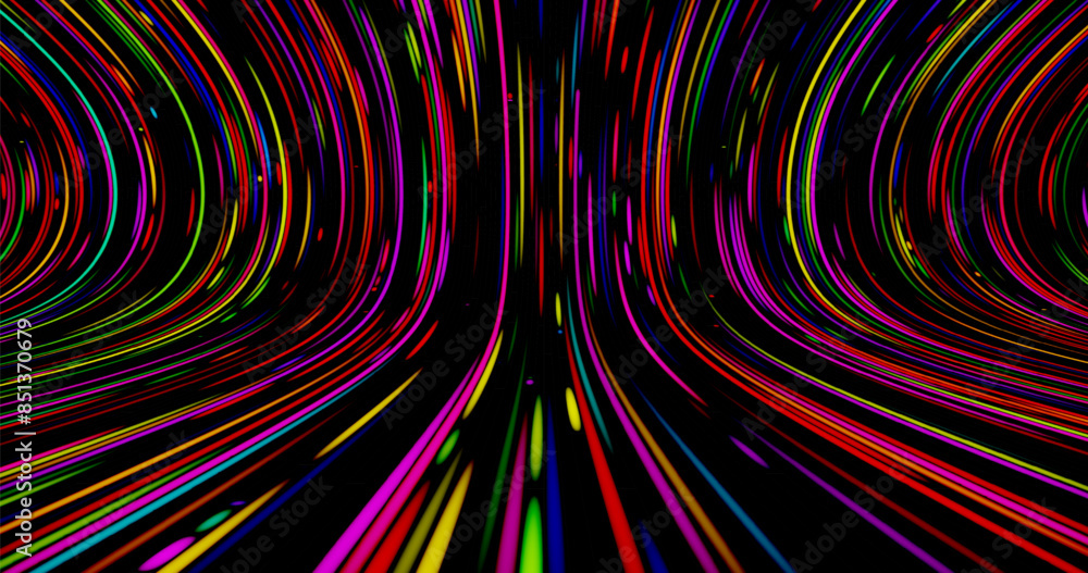 Poster abstract background with stripes of different colors and gradients. particles in motion. technologie