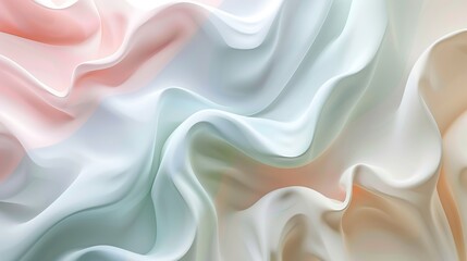 Obraz premium Flowing fabric-like abstract art with soft pastel colors delicate