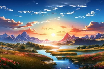 AI Image Generator, Breathtaking Sunset Reflection