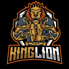 king lion knight mascot logo