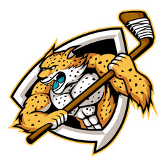 cheetah playing hockey mascot logo illustration © Ilhustrator