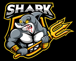 shark poseidon mascot logo