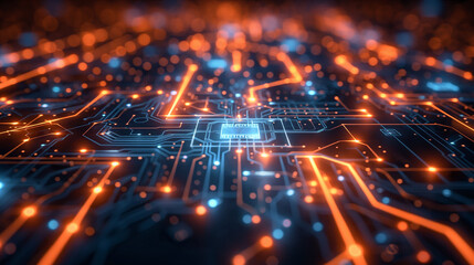 Obraz premium Abstract technology circuit board connection networking lines background pattern design.