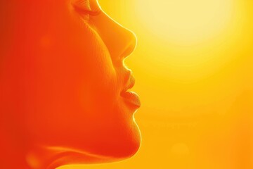 Mask Yellow Background. Sun Radiance Glowing Gradient Light on Bright Orange Decorative Surface