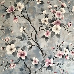 Floral Pattern on a Gray Background