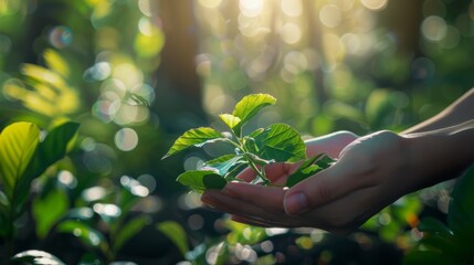 Hands Holding Young Plant