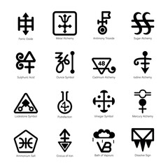 Modern Pack of Alkali Symbols Solid Icons 

