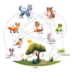 Vector illustration of food web ecosystem