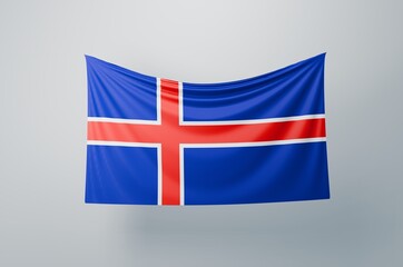 Obraz premium Iceland National Flag Waving Proudly. 3D Flag Banner Illustration image.