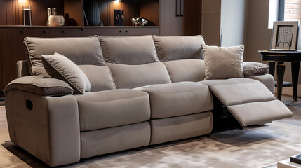 Cozy reclining sofa in a home theater