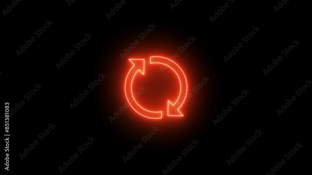 Aufkleber glowing neon line refresh icon isolated on black background. reload symbol. reload icon animation