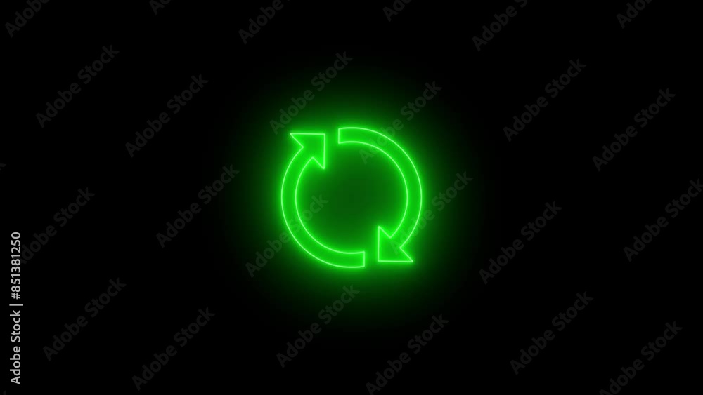 Aufkleber glowing neon line refresh icon isolated on black background. reload symbol. reload icon animation