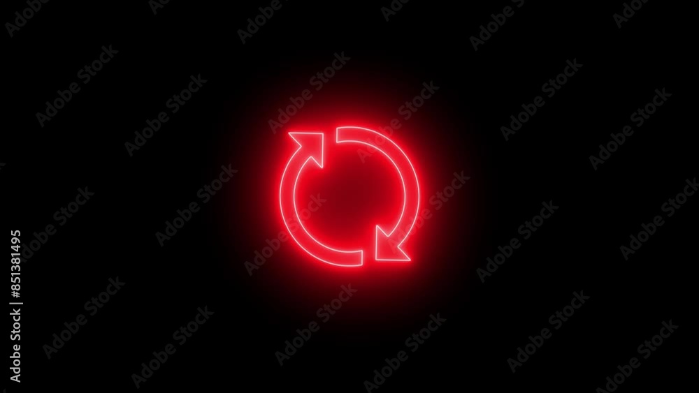 Aufkleber glowing neon line refresh icon isolated on black background. reload symbol. reload icon animation