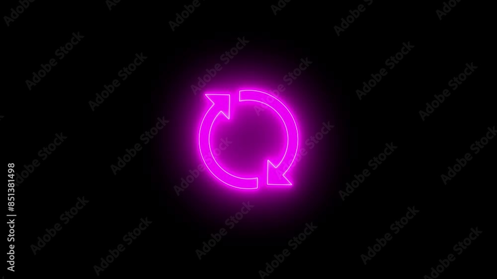 Aufkleber glowing neon line refresh icon isolated on black background. reload symbol. reload icon animation