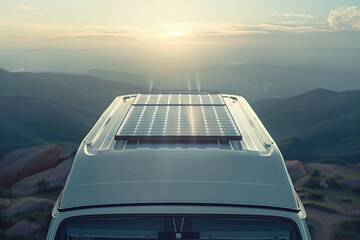 Obraz premium campervan with solar panel on roof