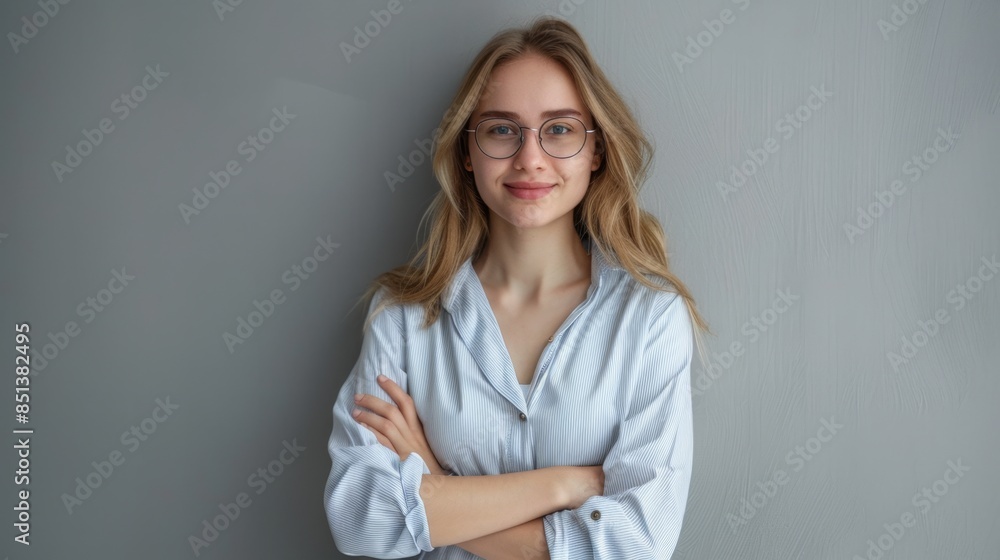 Sticker The confident woman in glasses