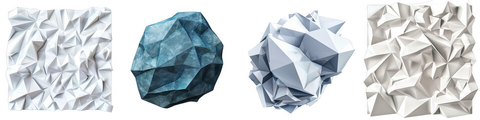 Obraz premium Abstract Geometric Shapes Collection - White and Blue - Isolated on White Background, PNG file