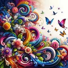 Abstract Floral Swirls Background