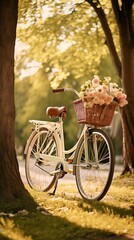 Fototapeta premium Blue Bicycle With Beautiful Flower