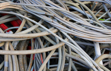 background of discarded electrical wires  and now destined for recycling