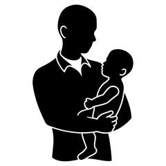 Father holding baby  vector silhouette illustration