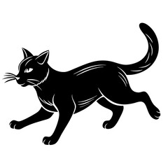 cat is running vector silhouette illustration
