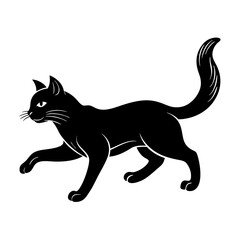 cat is running vector silhouette illustration